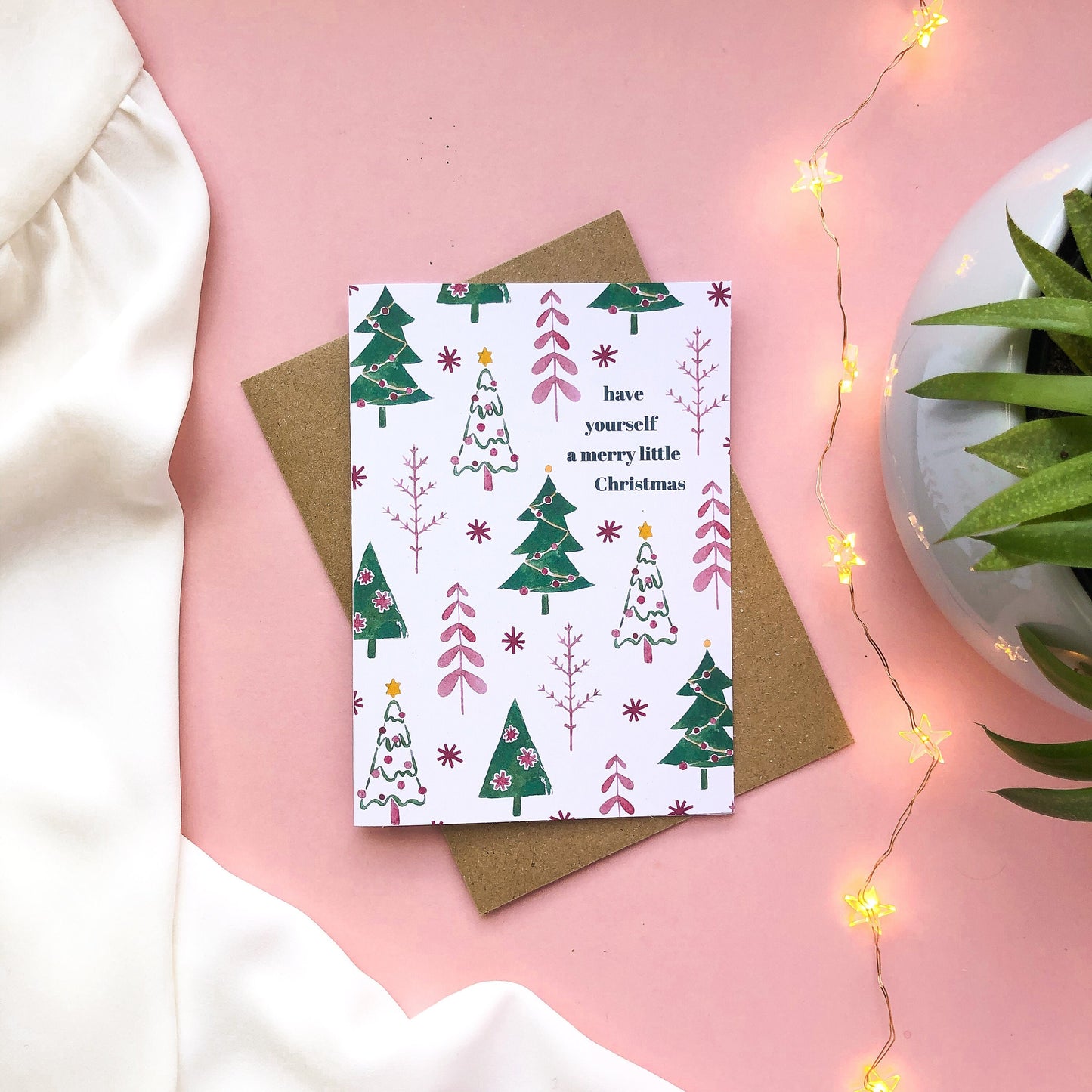 Have Yourself A Merry Little Christmas | Watercolour Trees Christmas Card