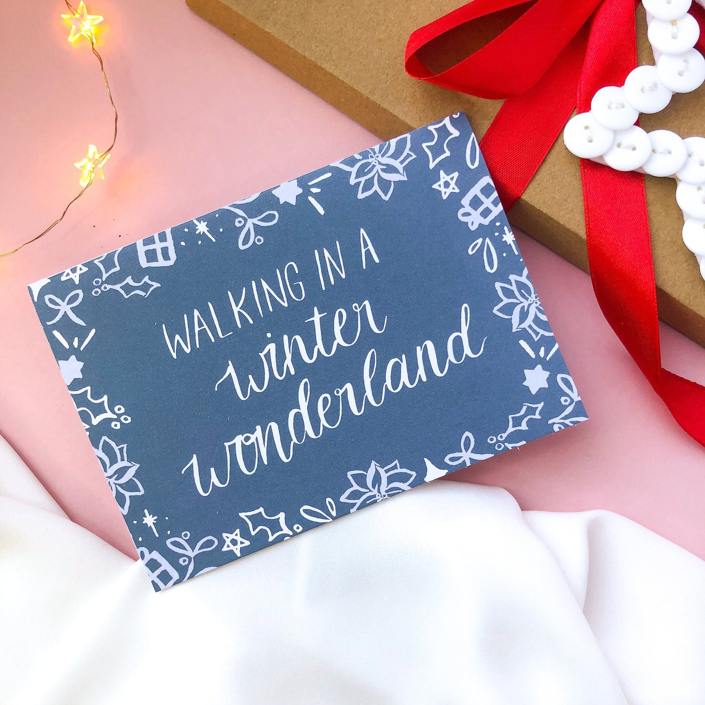 Winter Wonderland Calligraphy Christmas Carols Card