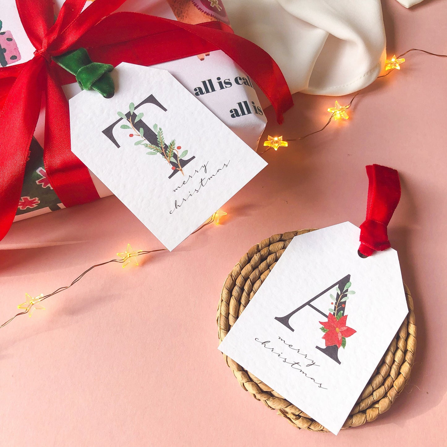 Personalised Initial Christmas Gift Tags, Place Cards