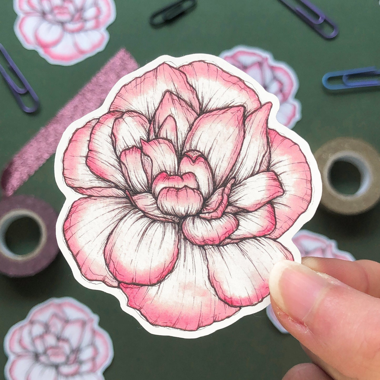 Garden Flowers Sticker Set: Carnation, Peony & Dahlia Flowers