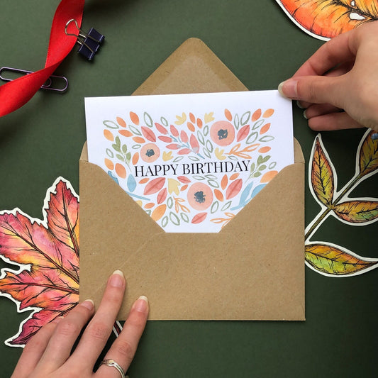 Autumn Leaves Birthday Card