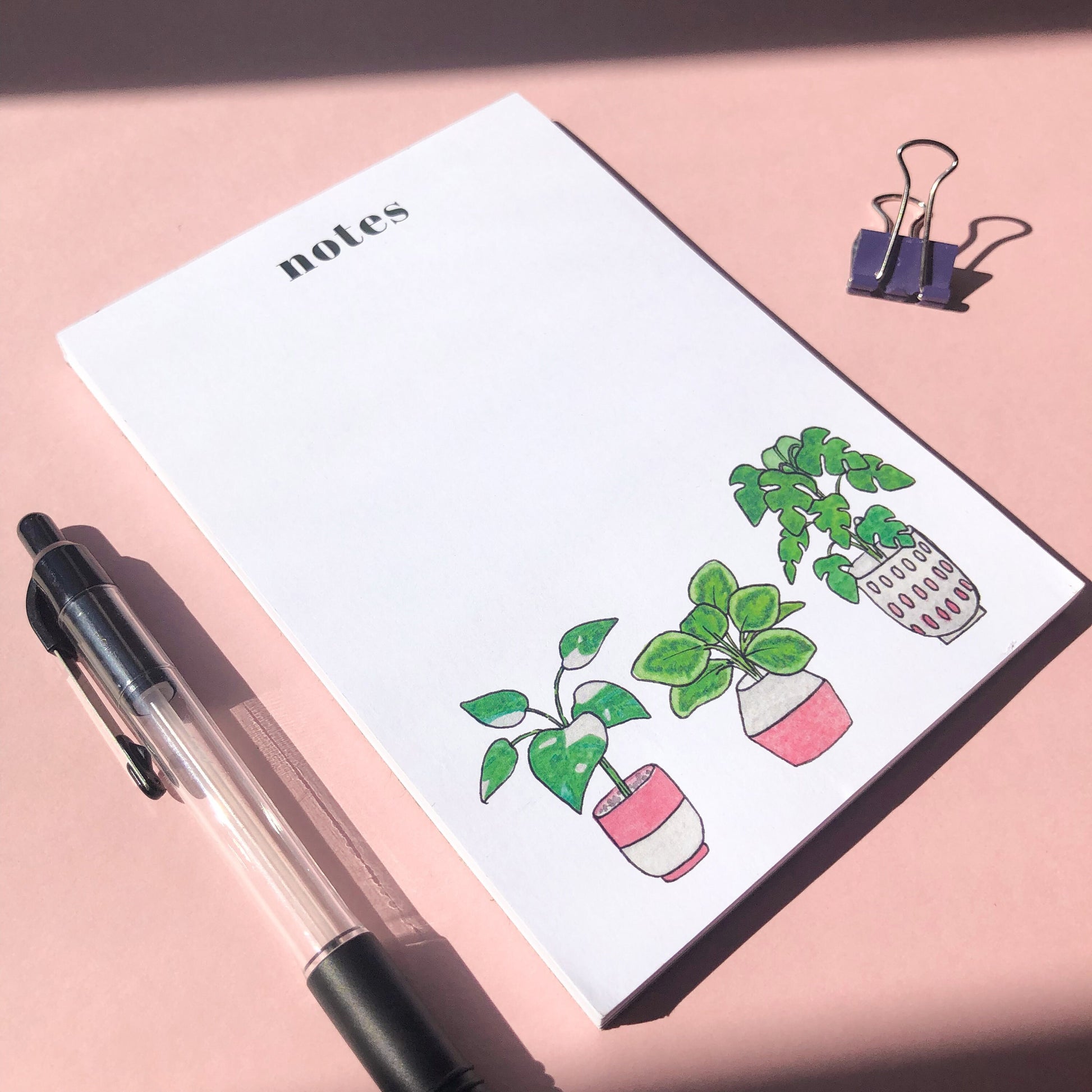 AHouse Plant A6 Notepad, Plant Illustration To Do List Memo Pad, 50 Pages Minimal Planner - Monstera, Calathea, Plant Lover Stationery Gift