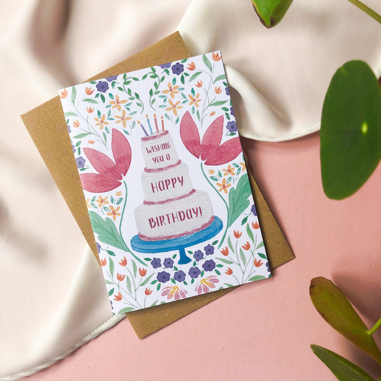 Wishing You A Happy Birthday - Birthday Cake Card