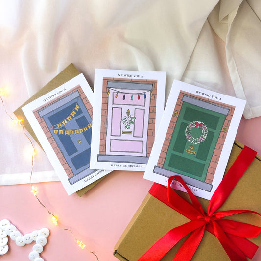 Festive Door Christmas Cards | Pack of 3, 6 or 9
