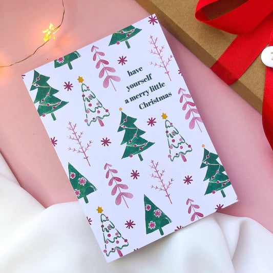 Have Yourself A Merry Little Christmas | Watercolour Trees Christmas Card